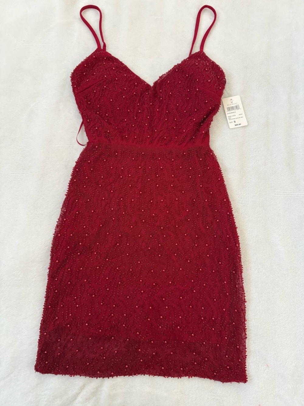 Windsor Red Beaded Mini Dress NWT Backless Strappy Bodycon Size Small - Picture 4 of 8